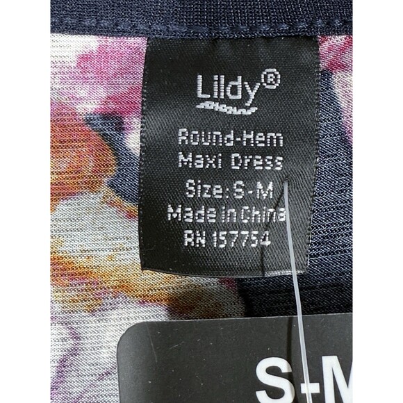 Womens Maxi Dress Size S-M Round Hem Pockets Colorful Floral Sleeveless - Picture 14 of 15